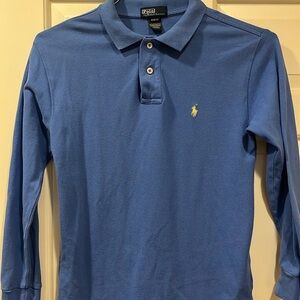 Boys long sleeve blue polo, Ralph Lauren shirt size large 10 12